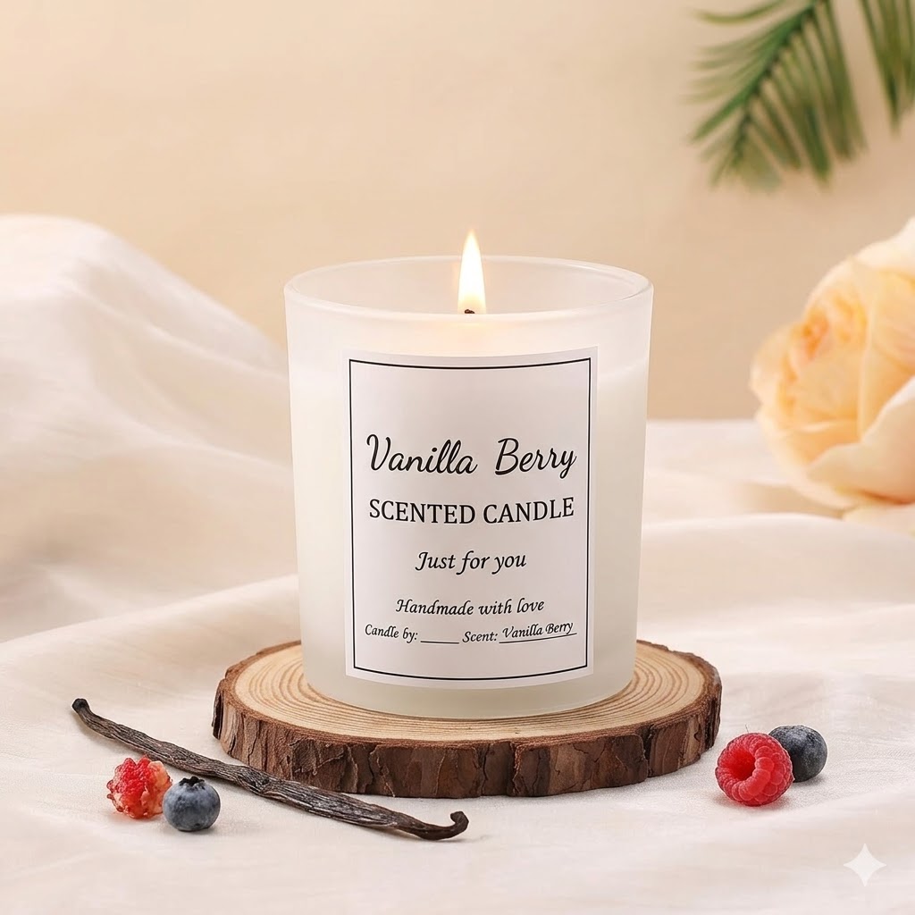 Vanilla Sugar vanilla scented candle in glass jar